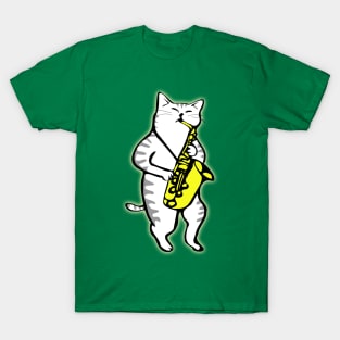 Cat Playing Saxophone T-Shirt